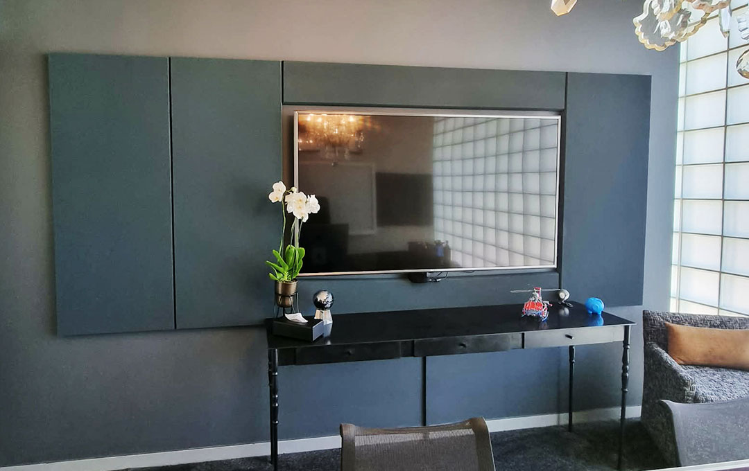 Custom-cut acoustic panel installation